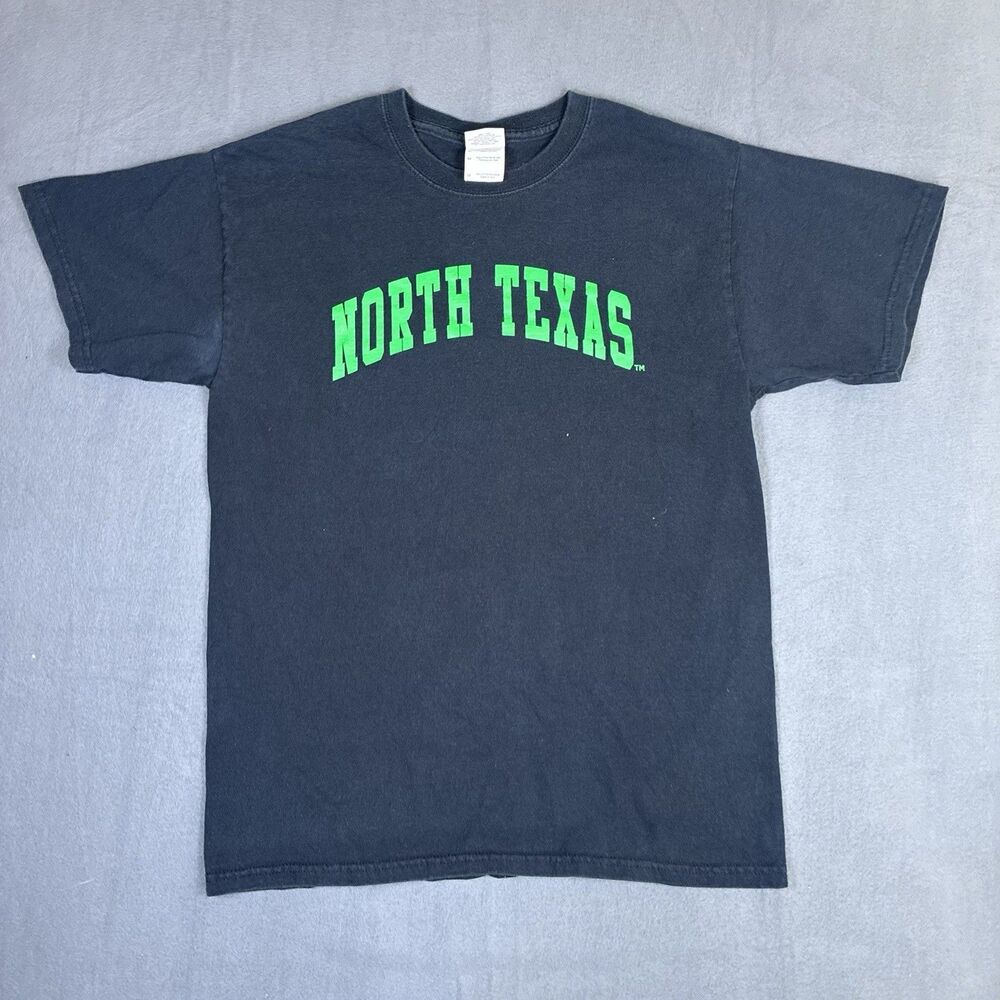 Vintage University Of North Texas Unt Shirt Size M Black Faded Football Logo